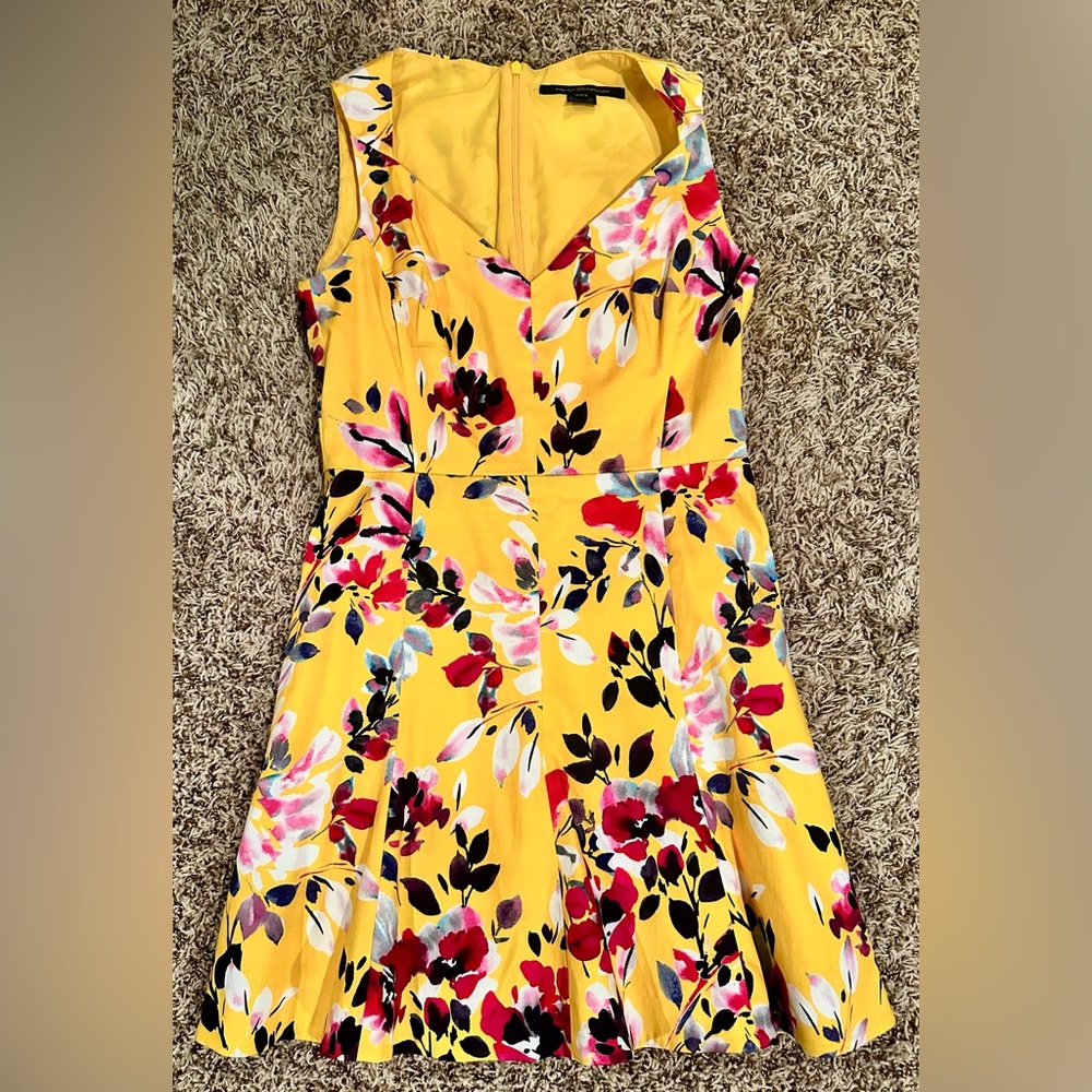French Connection Floral Yellow Sleeveless Dress.